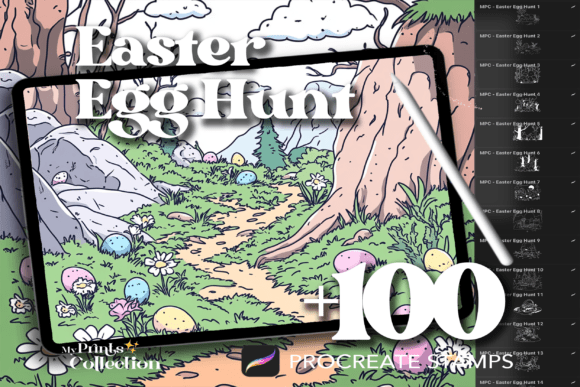 100 Procreate Easter Egg Hunts Stamps: Enhance Your Digital Art with Festive Flair