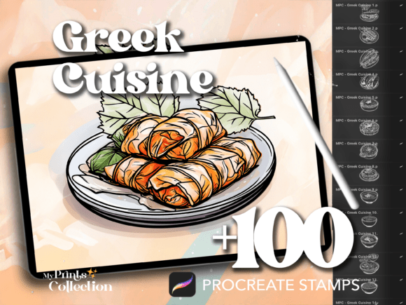 100 Procreate Greek Cuisine Stamps