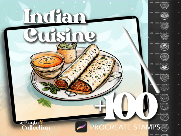 100 Procreate Indian Cuisine Stamps: A Creative Toolkit for Digital Artists and Cultural Storytellers