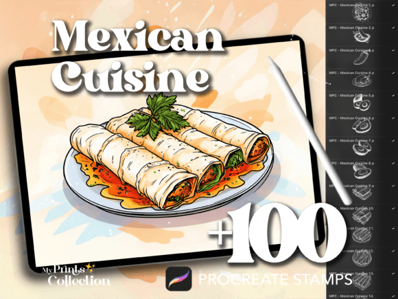 100 Procreate Mexican Cuisine Stamps