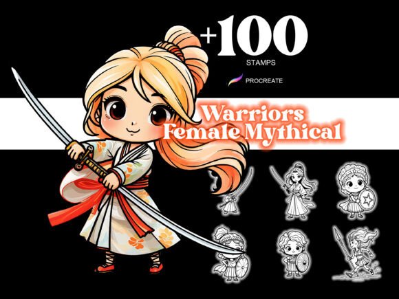 100 Procreate Warriors Female Mythical