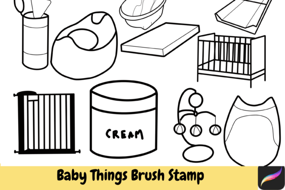 Baby Things Brush Stamps Procreate IPAD: Creative Digital Stamps for Baby-Themed Art