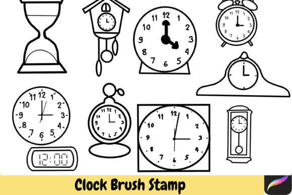 Clock Brush Stamps for Procreate iPad: Enhancing Creative Workflows with Hand-Drawn Timepieces