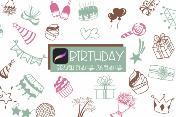 Enhance Your Celebrations with the Birthday Procreate Brush Stamp Set