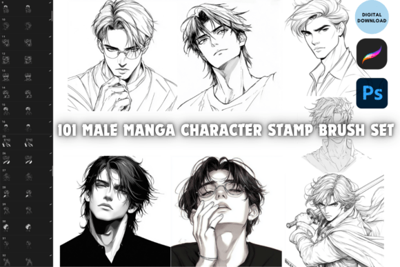 Procreate Male Character Stamp Brush Set for Creative Artists